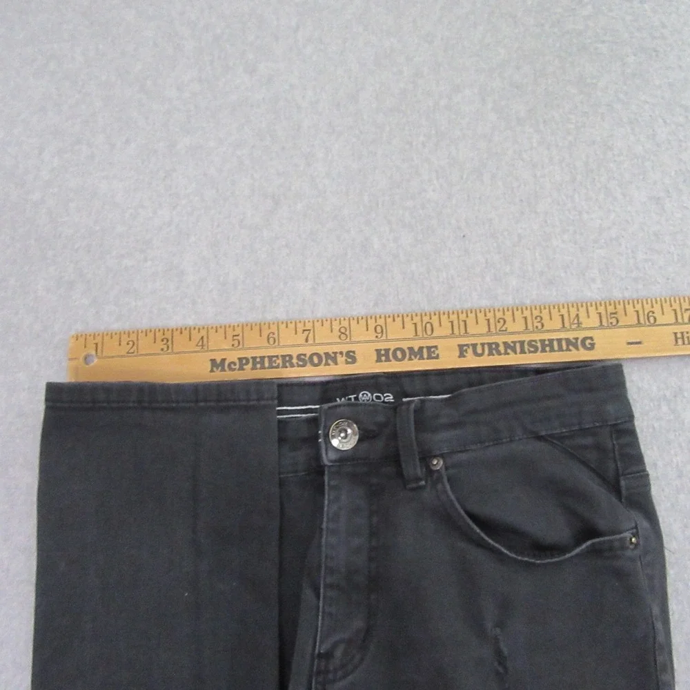 WT02‎ Mens Slim Straight Leg Jeans 30 x 32 Black Stretch Pocket